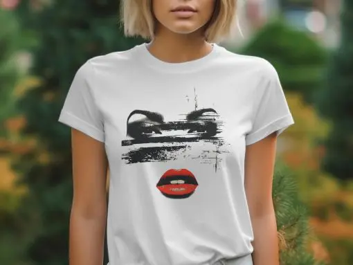 Eye-Catching Artistic Print Bold Red Lipstick T-Shirts