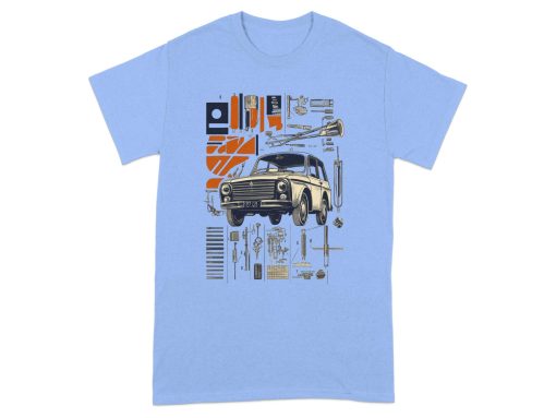 Retro Car Parts Diagram Design Classic T-Shirts — izobraženie 4