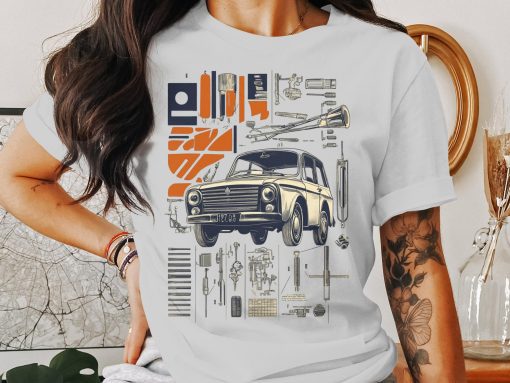 Retro Car Parts Diagram Design Classic T-Shirts — izobraženie 2