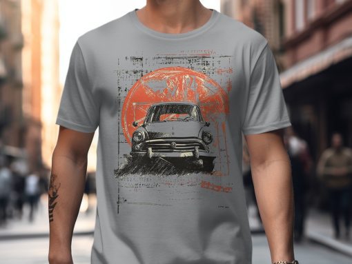 Vintage Car Graphic Tee, Retro Car Design T-Shirt, Classic Car Enthusiast Shirt, Old School Car Art Tee, Unique Car Lover Gift — izobraženie 3