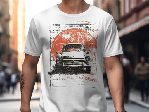 Vintage Car Graphic Tee, Retro Car Design T-Shirt, Classic Car Enthusiast Shirt, Old School Car Art Tee, Unique Car Lover Gift — izobraženie 4