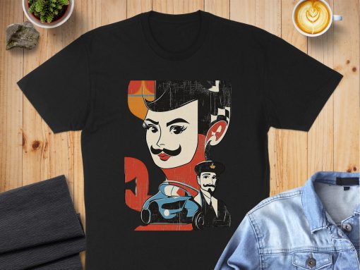 Retro Stili Lica i Automobila Dizajn T-Shirts