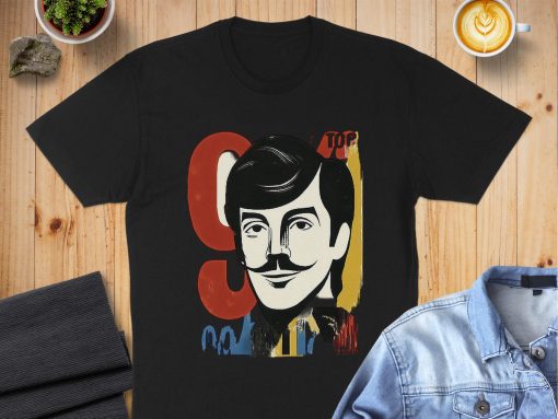 Retro Pop Art Graphic Print Mustache Man T-Shirts