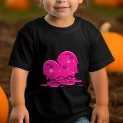 Dripping Pink Heart Graphic Print T-Shirts