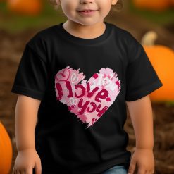 Artistic Love You Pink Heart Graphic T-Shirts