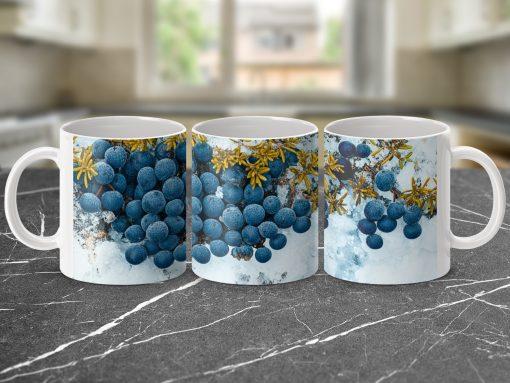 Juniper Berries Winter Snow Design Accent Mugs