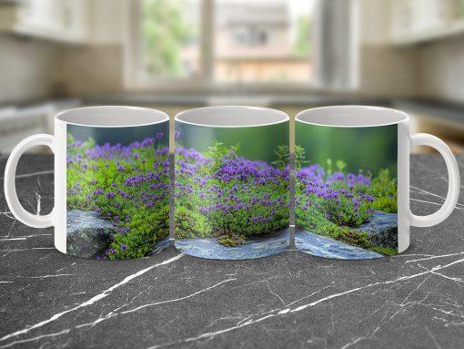 Scenic Purple Flowers Landscape Mugs