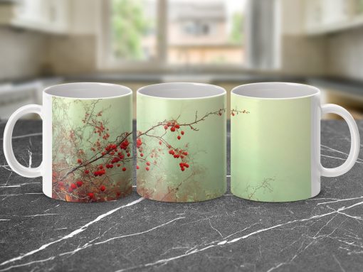Stunning Red Berry Branch Design Mugs