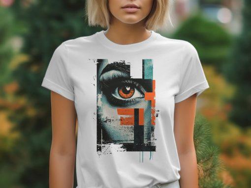 Eye-Patterned Graphic Tee Unique Artistic Design T-Shirts
