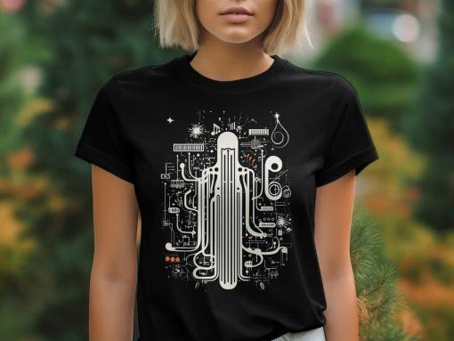 Unikatna majica sa futuristickim dizajnom, T-shirt za ljubitelje nauke i tehnologije, Savrsen poklon za inzenjere, Geek majica