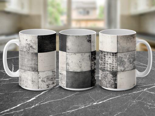 Artistic Tiles Texture Black White Grey Mugs