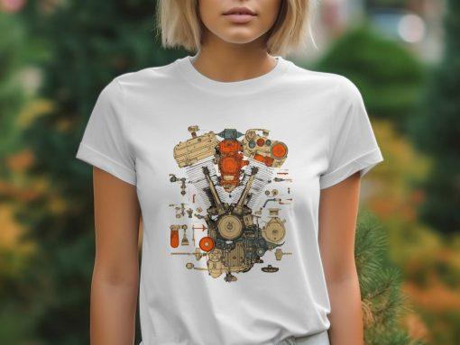 Unikatni dizajn motora na majicama za ljubitelje mehanike T-Shirts