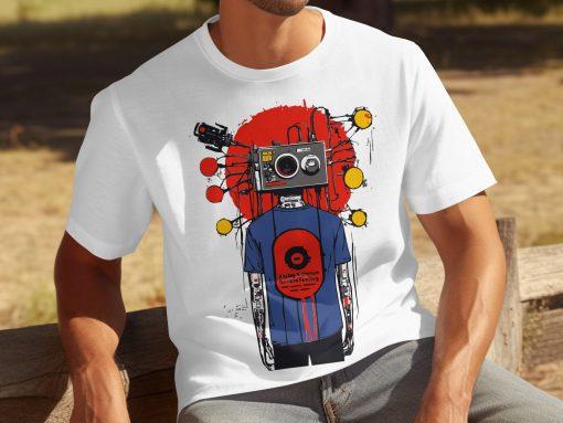 Unique Graphic Blue T-Shirts Analog Design Fashion Trend T-Shirts