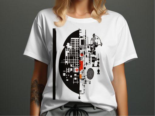 Abstract Modern Art Half Circle Design T-Shirts