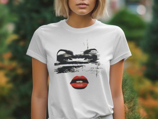 Eye-Catching Artistic Print Bold Red Lipstick T-Shirts