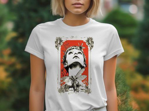 Artistic Face with Dragonflies Design T-Shirts