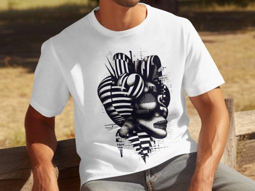 Futuristički apstraktni dizajn na crnim i belim T-Shirts