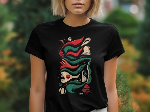 Trendy abstract art graphic tee, vibrant colorful t-shirt design, unique artistic casual wear, unisex modern print shirt, gift idea