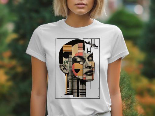 Unique Geometric Face Art Graphic Design T-Shirts