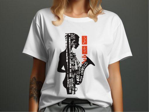 Silueta saksofoniste grafički dizajn T-Shirts