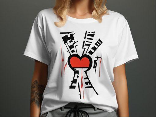 Modern Urban Heartbeat Graphic Print T-Shirts
