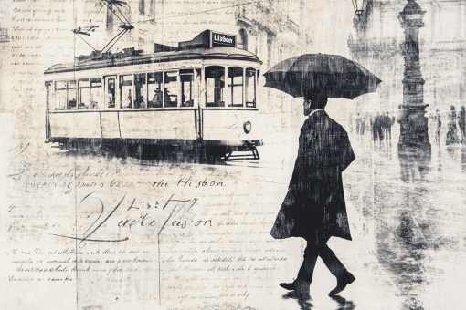 Vintage Street Tram Lisbon Art Print Canvas