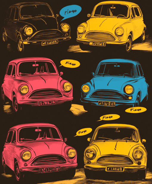Vintage Automobili u Pop Art Stilu na Retro Platnu Canvas