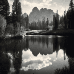 Tranquil Reflection of Majestic Mountains Landscape Canvas