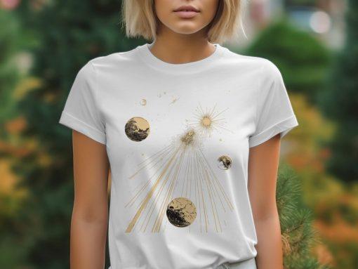 Svemirski motiv sunčevih zraka na belim T-Shirts