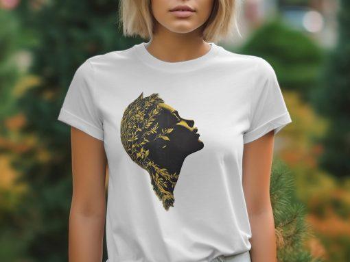 Artistic Female Silhouette Floral Accent T-Shirts