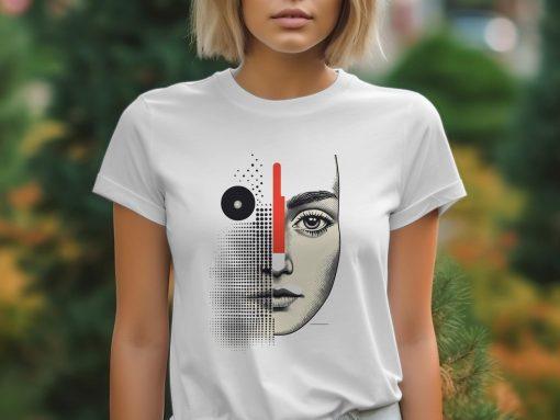 Moderna Artistic Face Digital I Halftone T-majicas