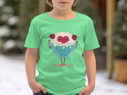 Cute Dessert Dugih Rukava T-majicas, Funny Food Graphic Majicas, Raspberry Heart Bowl Majicas, Cartoon Dessert, Kids Dugih Rukava Majicas