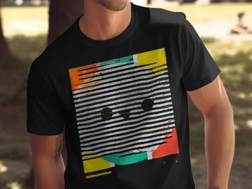 Abstract Striped Face Sa Round Eyes Graphic Majica