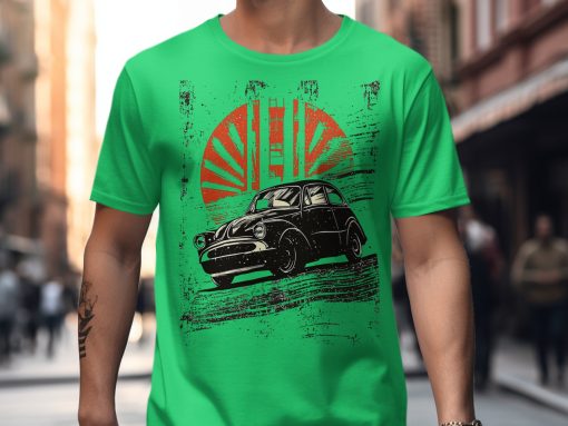 KlasičAuto sa Retro Suncem Grafički Dizajn Majica