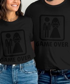 Game Over Couple Design Wedding Announcement Graphic Majica