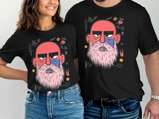Illustrated Face with Symbols Unisex Crewneck Majica