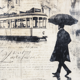 Винтажный уличный трамвай Лиссабона Художественная печать на холсте Vintage Street Tram Lisbon Art Print Canvas