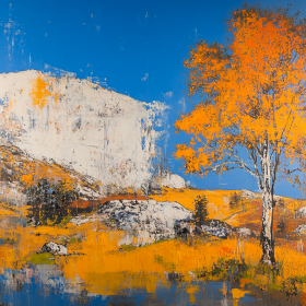 Stunning Jesenja Tree In Vibrant Mountain Landskapae Canvas Stunning Jesenja Tree In Vibrant Mountain Landskapae Canvas